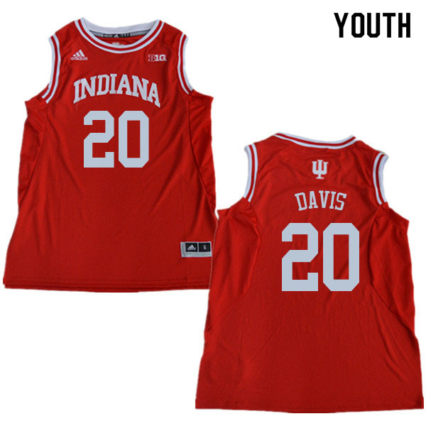 Youth #20 De'Ron Davis Indiana Hoosiers College Basketball Jerseys Sale-Red